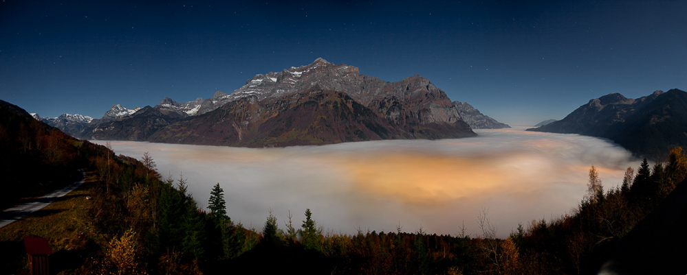 Herbst-11 - 006 - Nebelmeer-Panorama bei Vollmond